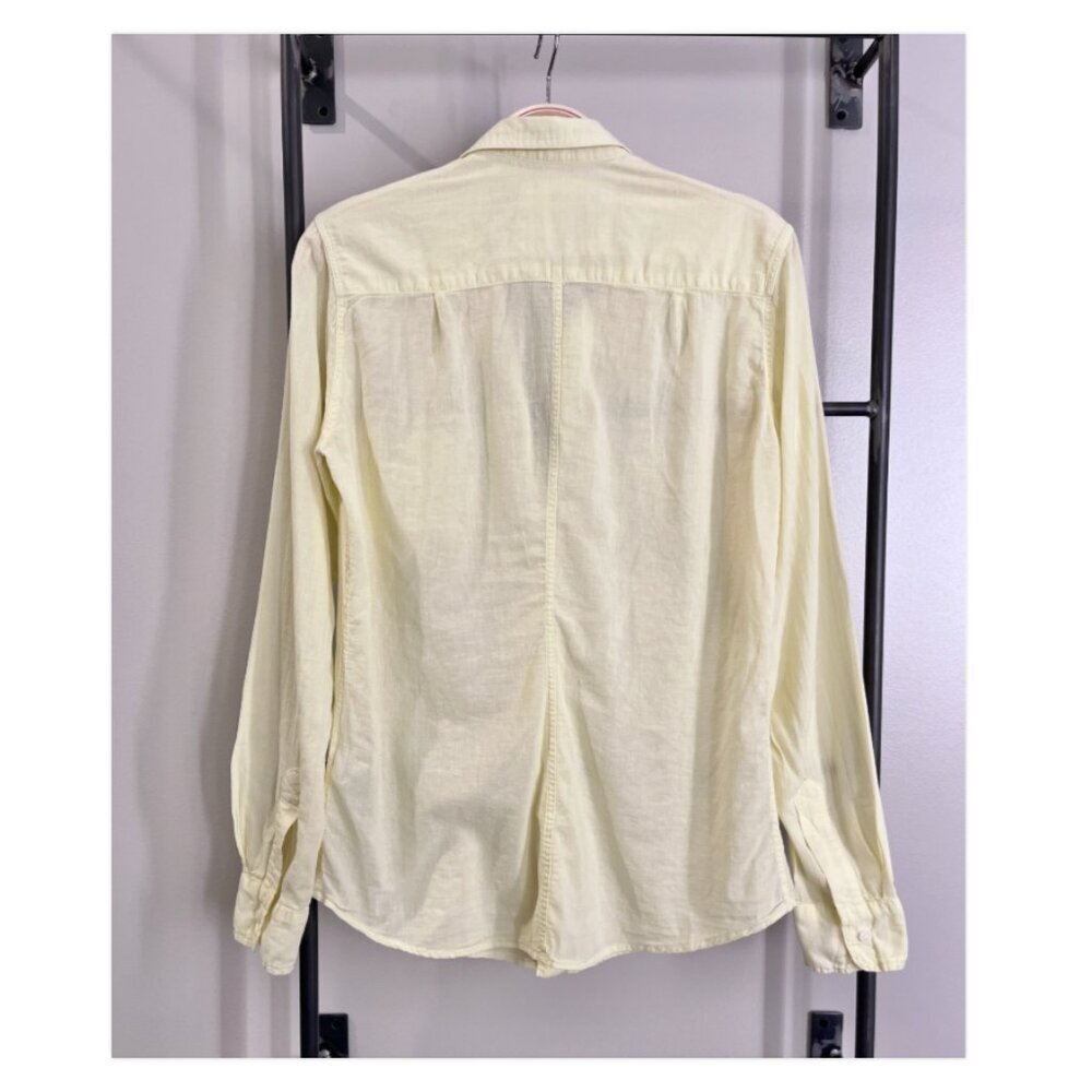 Frank & Eileen Barry Plunge Button Up Shirt Yellow Size S 100% Cotton - Picture 4 of 5